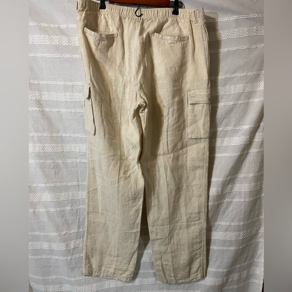 Tommy Bahama Relax Beige Linen Cargo Elastic Waist Pants